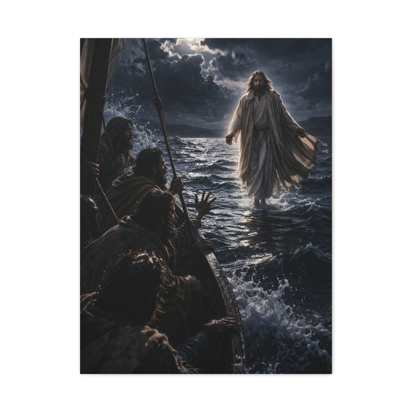 Jesus Walking on Water Night Miracle Wall Art & Canvas Print