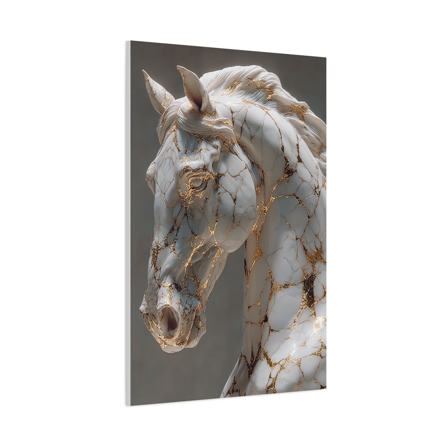 Marble Kintsugi Horse Sculpture Wall Art & Canvas Print