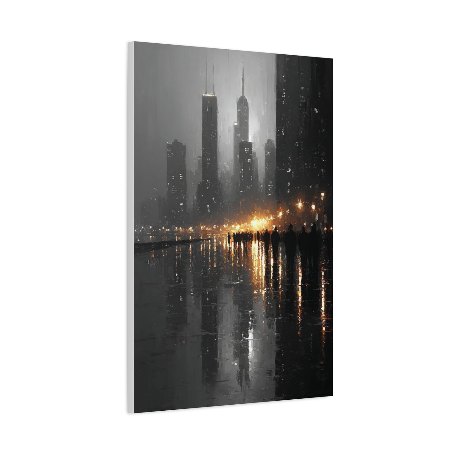 Rainy City Reflection Abstract Wall Art & Canvas Print