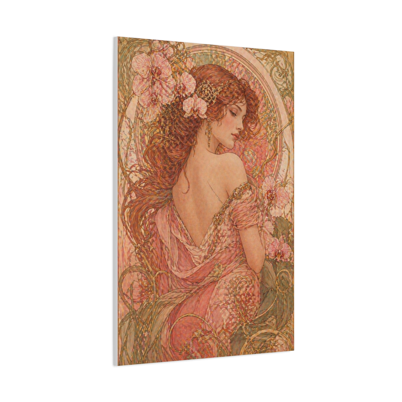 Art Nouveau Pink Muse Portrait Wall Art & Canvas Print