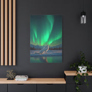 Arctic Fox Aurora Night Wall Art & Canvas Print