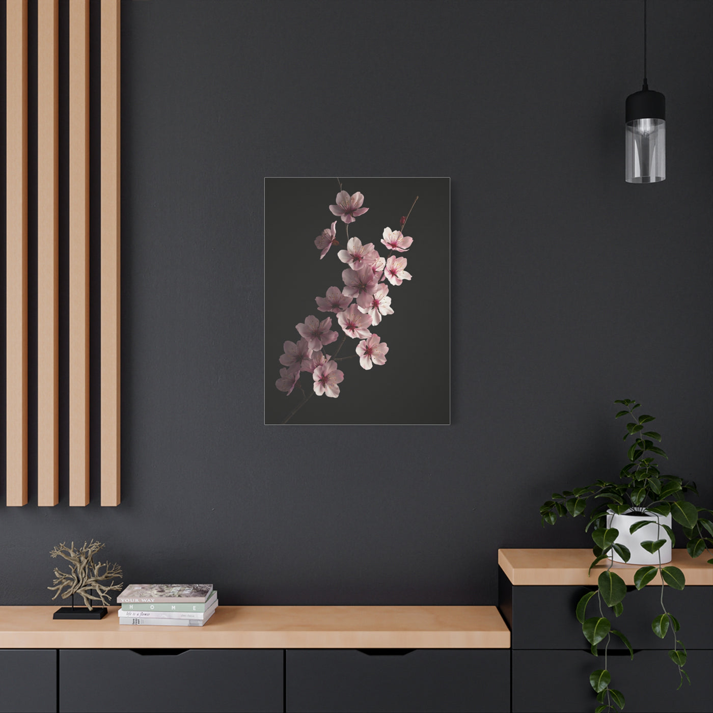 Dark Luxury Cherry Blossom Branch Wall Art & Canvas Prints
