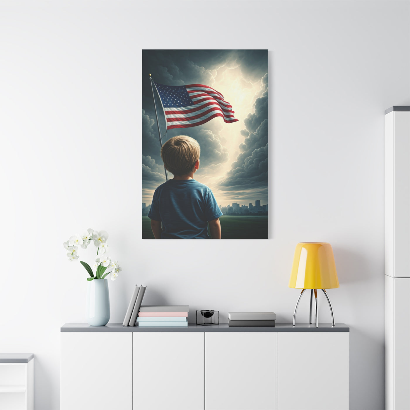 Child Watching the Flag of Tomorrow Wall Art & Canvas Prints