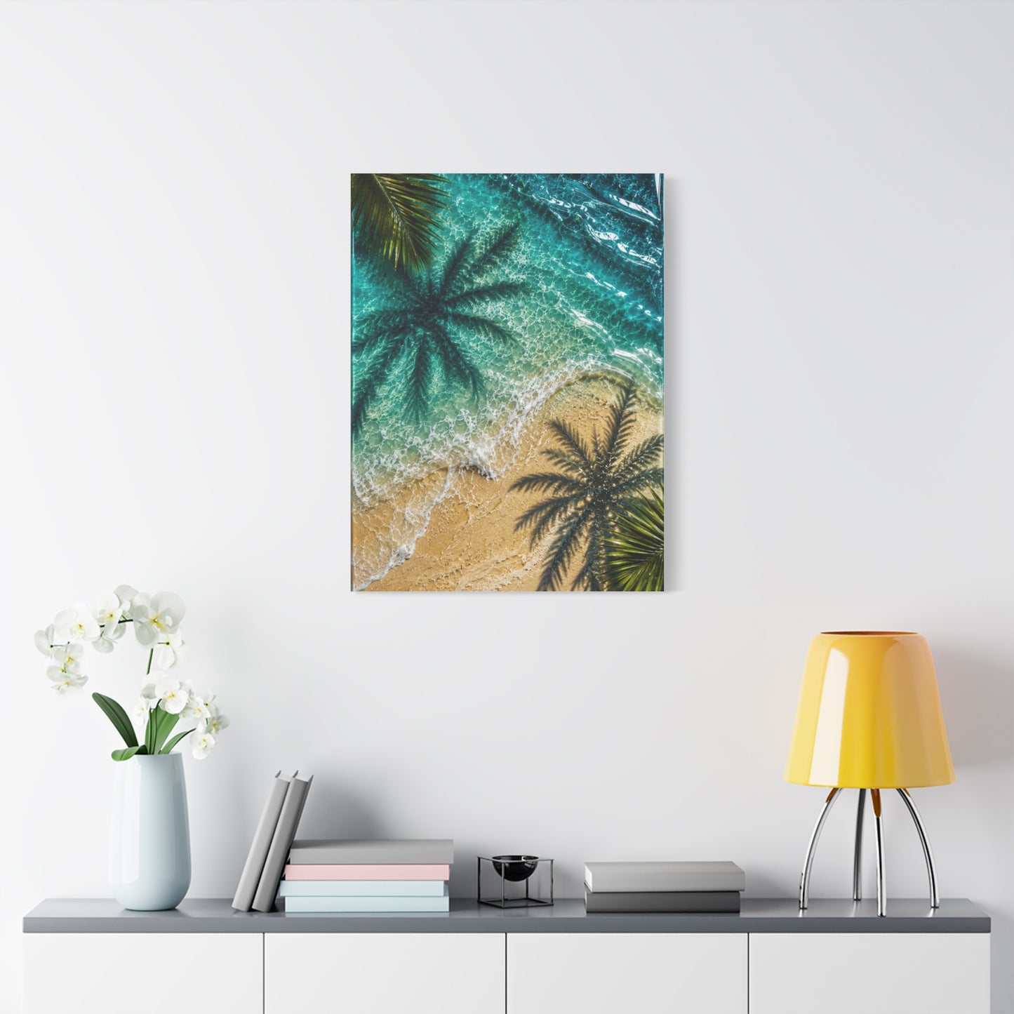 Aerial Coastal Palm Shadows Tropical Wall Art & Canvas Print