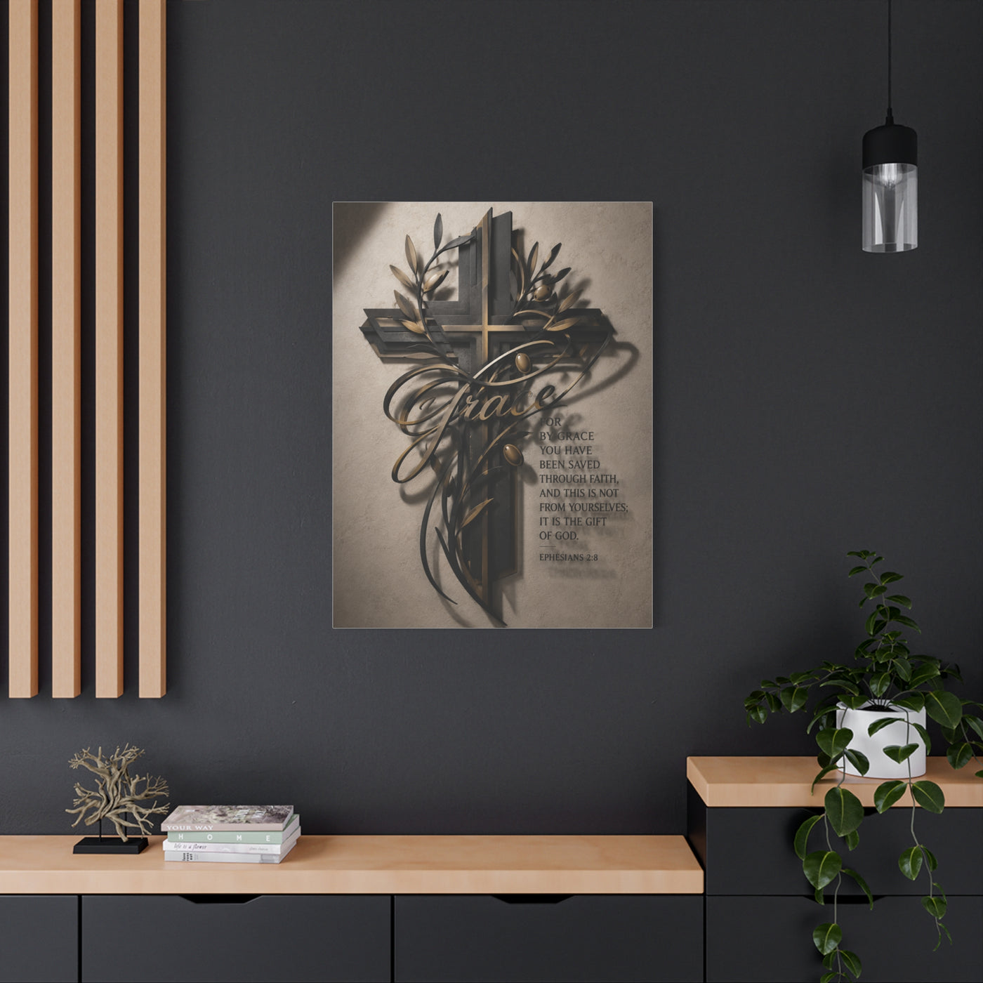 Grace Cross Metal Scripture Wall Art & Canvas Print