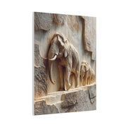 Elephant Procession Stone Relief Wall Art & Canvas Print