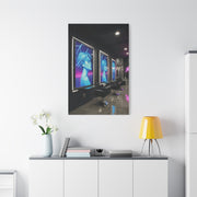 Sleek Contemporary Graphic Artwork With Neon Accents Wall Art & Canvas Print