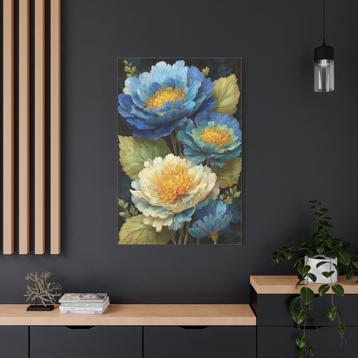 Blue Peony Bloom Elegance Wall Art & Canvas Print