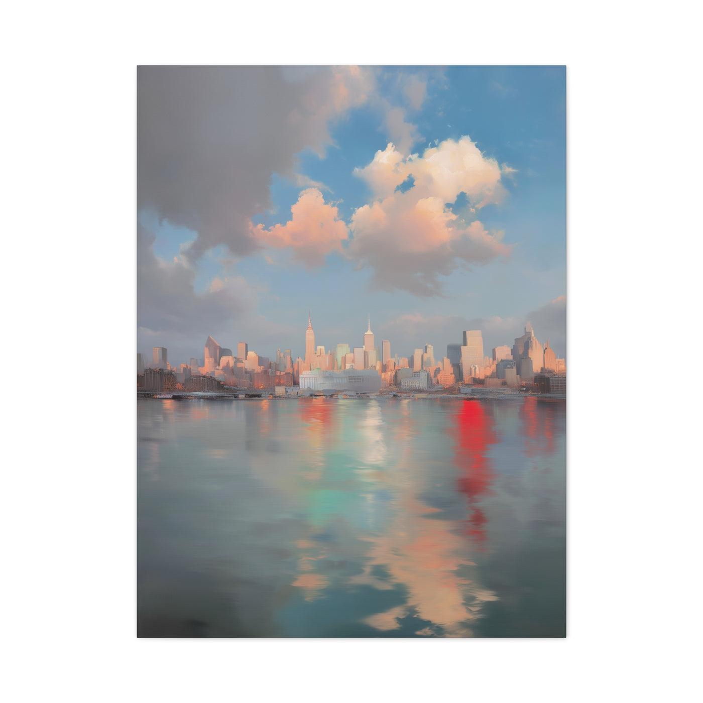 New York Skyline Pastel Dawn Serenity Wall Art & Canvas Print