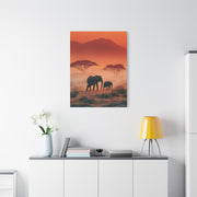 Mother and Calf Savanna Sunrise Wall Art & Canvas Print