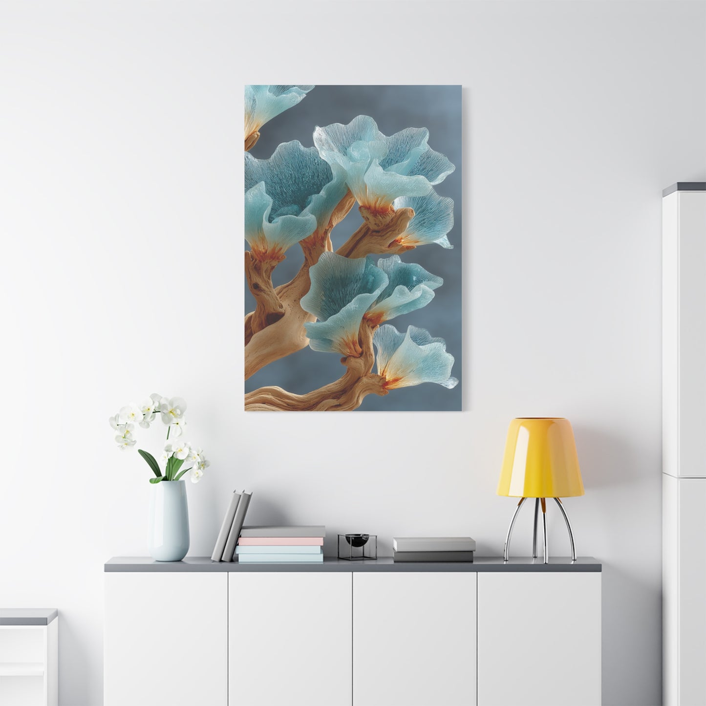Driftwood and Sea Glass Floral Sculpture Wall Art & Canvas Print