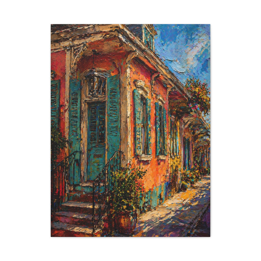 French Quarter Colorful Cottage Street Wall Art & Canvas Print
