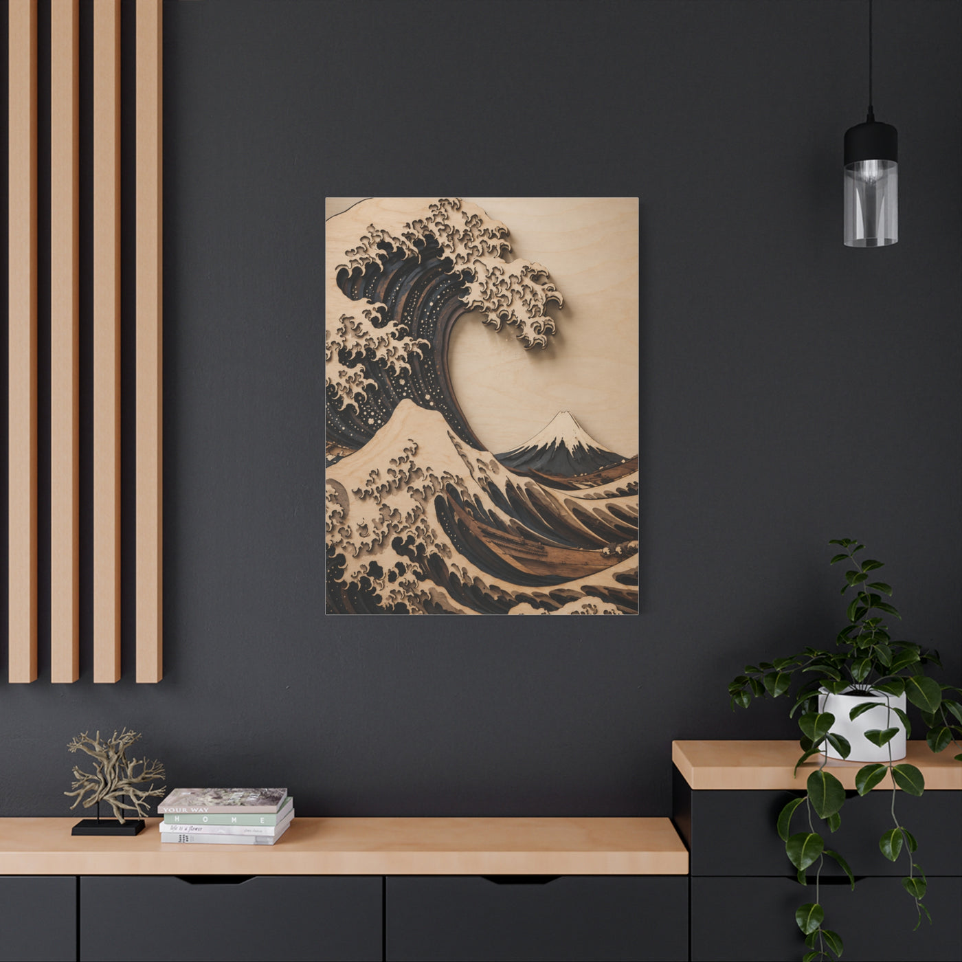 Layered Wood Great Wave Relief Wall Art & Canvas Print