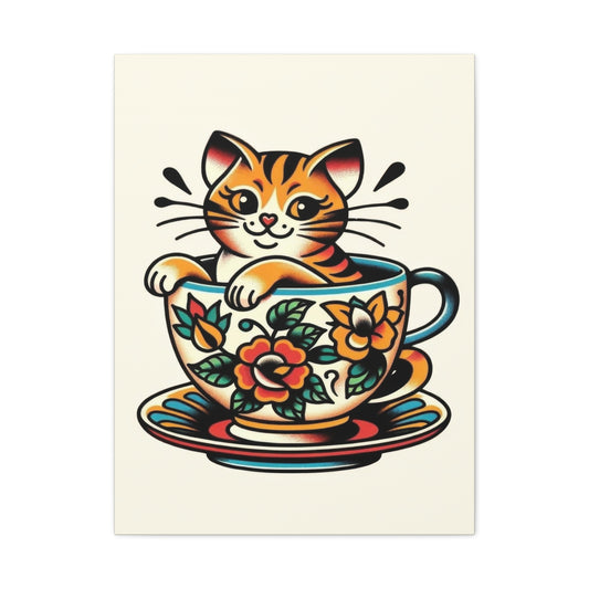 Cozy Cat in a Cup Wall Art & Canvas Prints