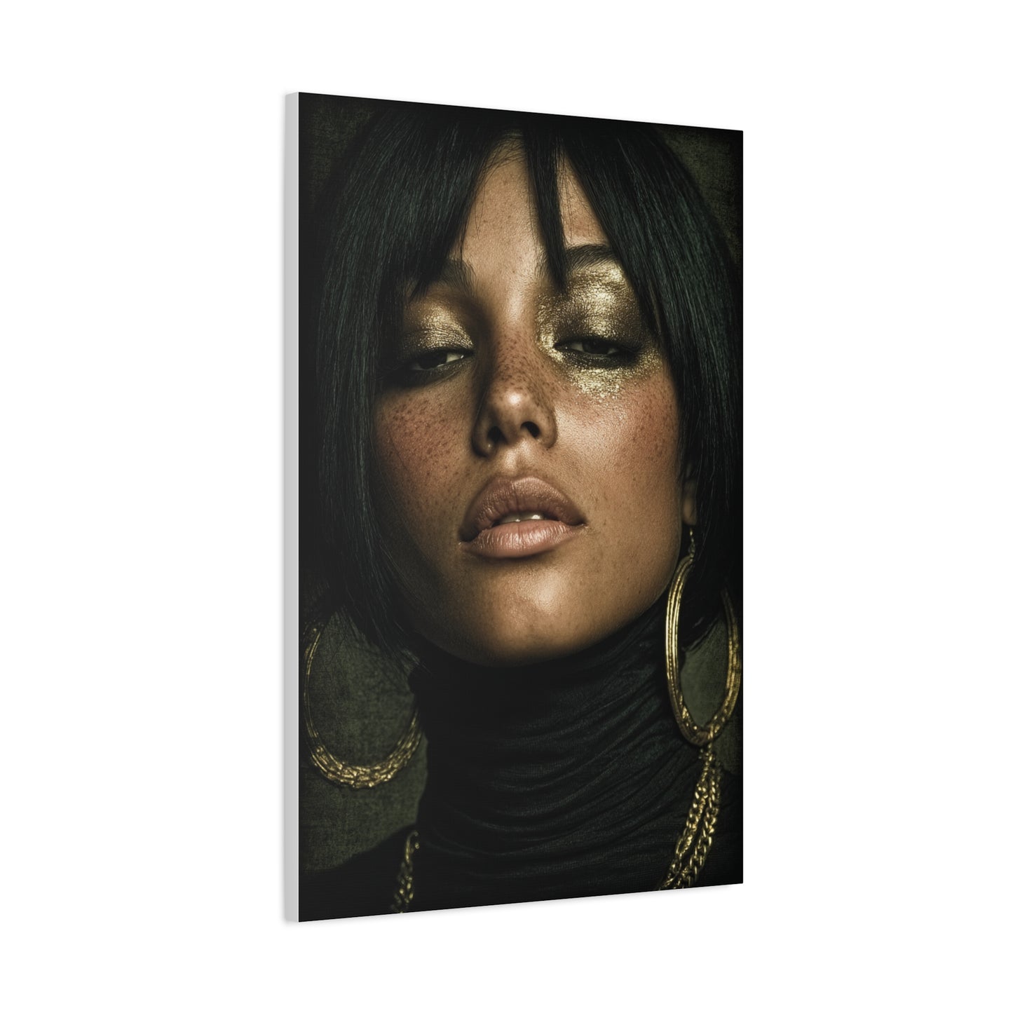 Gold Leaf Eyelid Noir Portrait Wall Art & Canvas Print