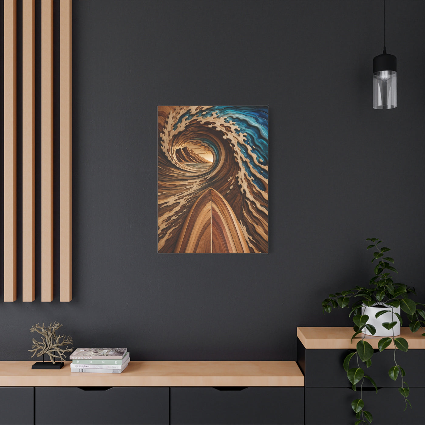 Surfboard Perspective Wooden Wave Tunnel Wall Art & Canvas Print
