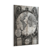 Antique World Map Engraving Wall Art & Canvas Print