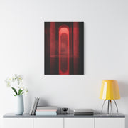 Minimal Crimson Architectural Corridor Wall Art & Canvas Print