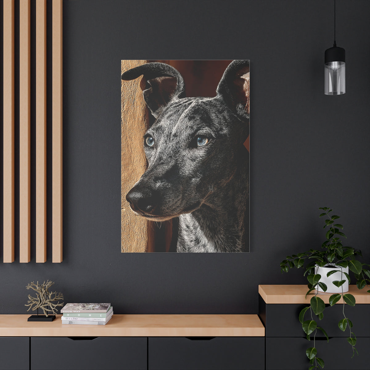 Minimalist Whippet Portrait Wall Art & Canvas Print