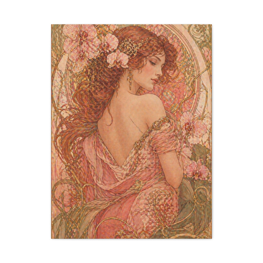 Art Nouveau Pink Muse Portrait Wall Art & Canvas Print