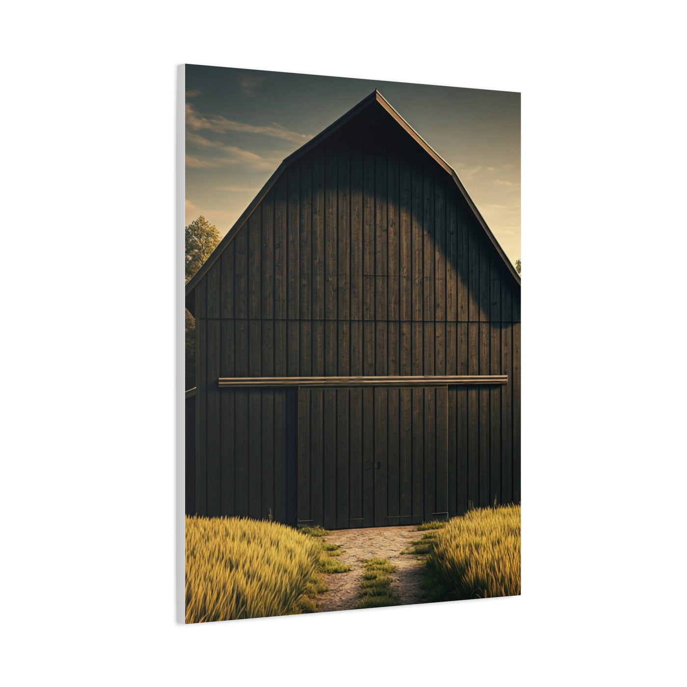 Minimal Rustic Barn Under Evening Sky Wall Art & Canvas Prints