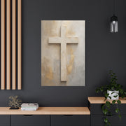 Minimal Ivory Christian Cross Wall Art & Canvas Print