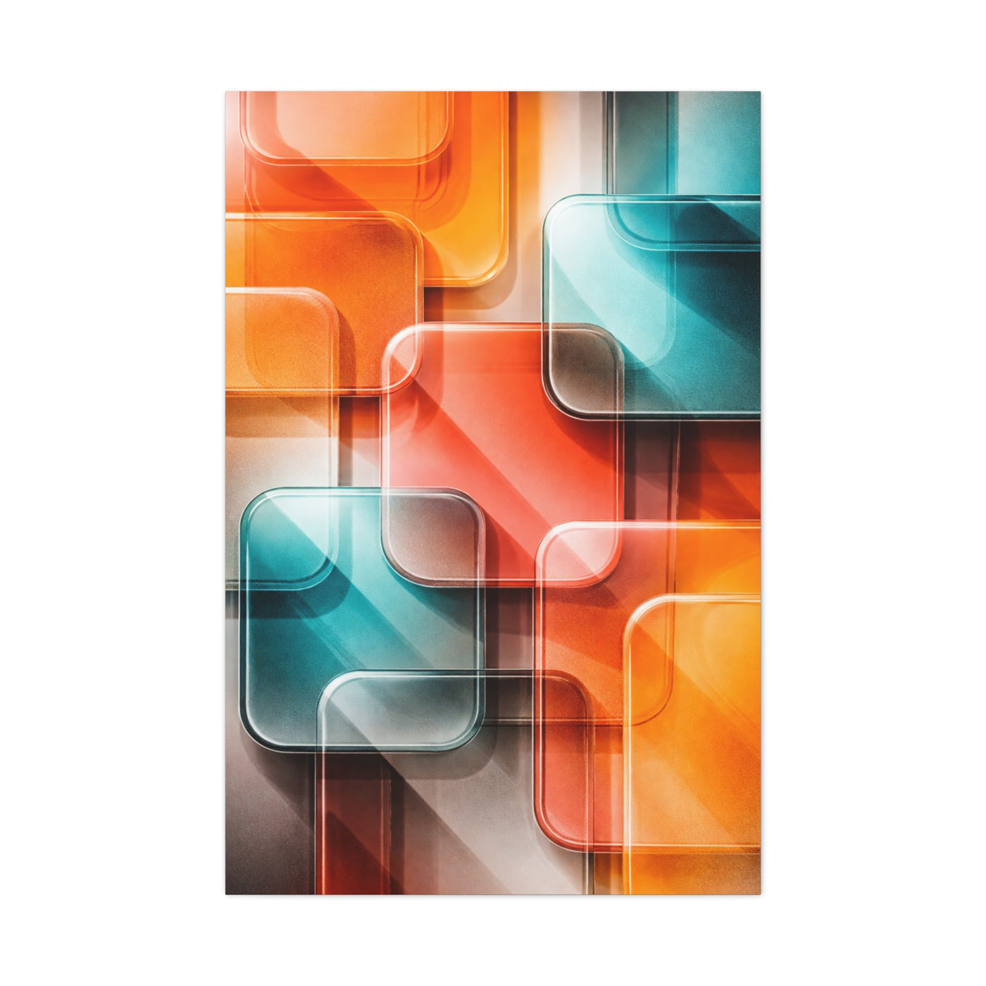 Tangerine and Teal Acrylic Geometry Wall Art & Canvas Print