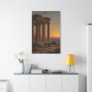 Greek Temple Ruins at Sunset with Philosophers Wall Art & Canvas Print