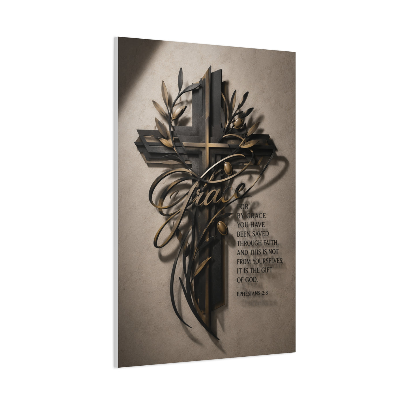 Grace Cross Metal Scripture Wall Art & Canvas Print