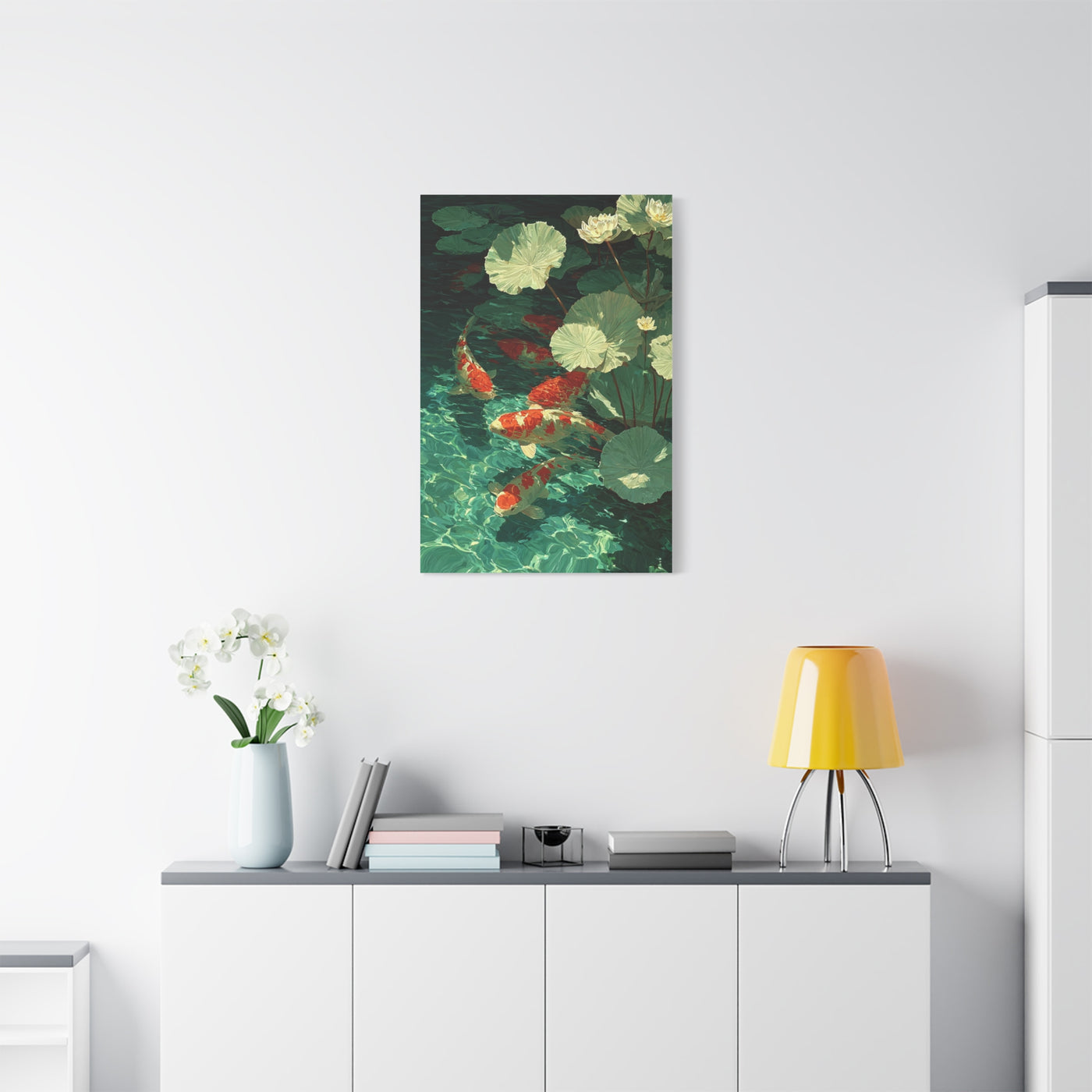 Green Koi Pond Lily Reflection Wall Art & Canvas Print