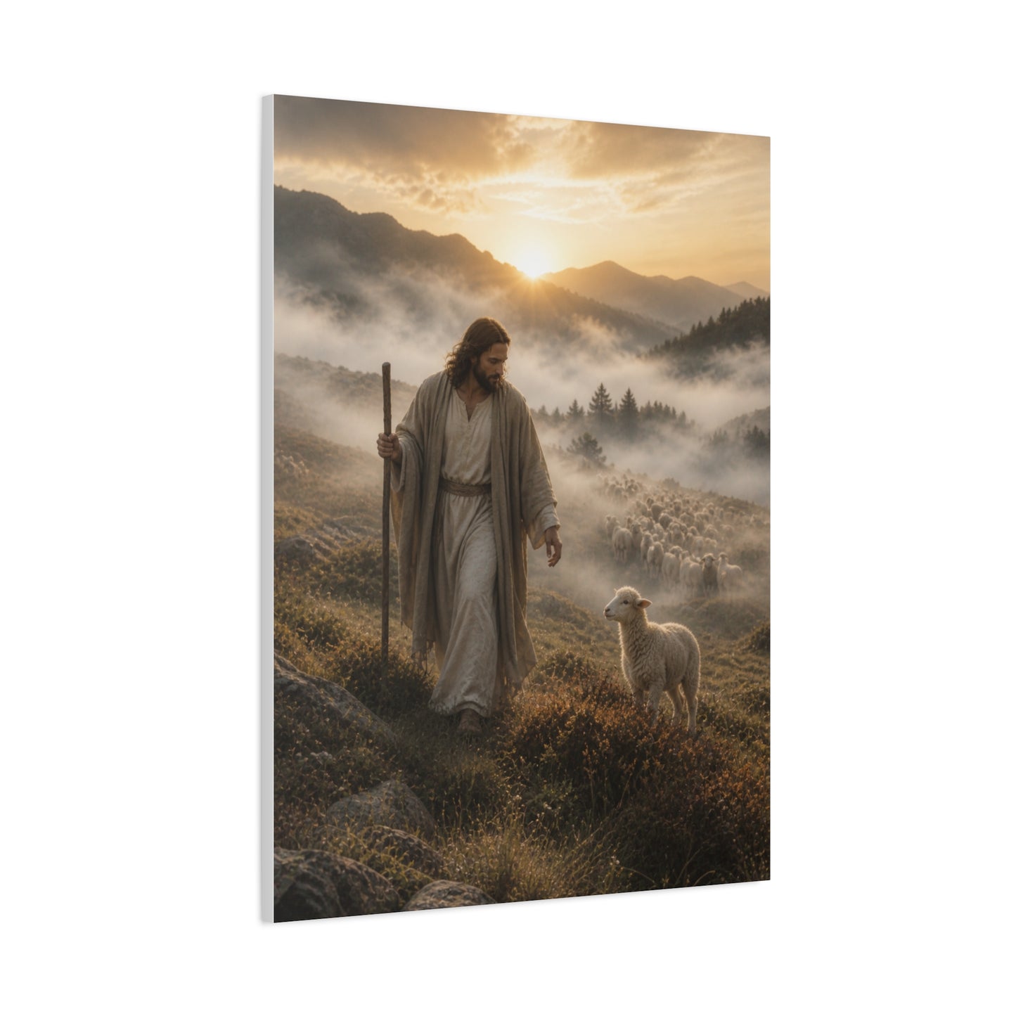 The Good Shepherd with Lamb Wall Art & Canvas Print