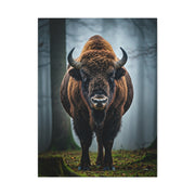 Bison Emerging from Forest Mist Wall Art & Canvas Print