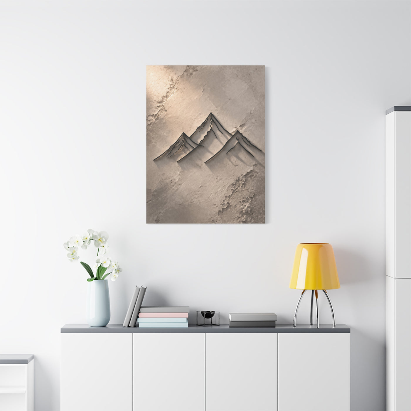 Minimalist Metal-Line Mountain Concept Wall Art & Canvas Print