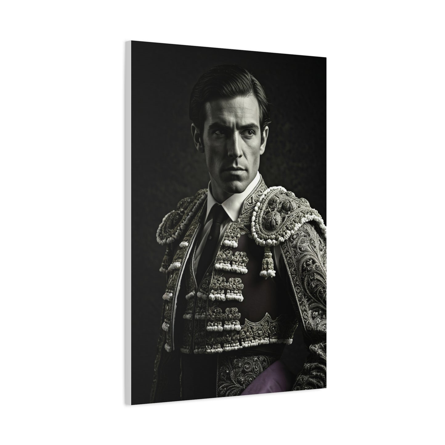 Stoic Warrior in Armor Black & White Wall Art & Canvas Prints