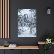 Winter Forest Wolf Natural Encounter Scene Wall Art & Canvas Print