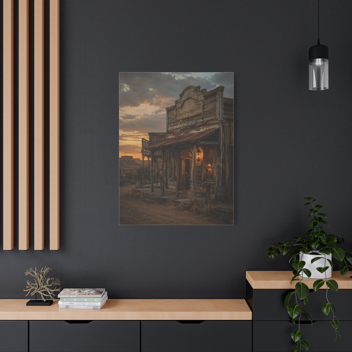 Old Town Western Saloon Exterior Scene Wall Art & Canvas Print