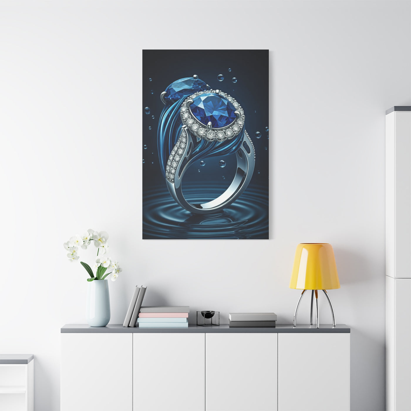 Blue Sapphire Ring in Deep Water Wall Art & Canvas Prints