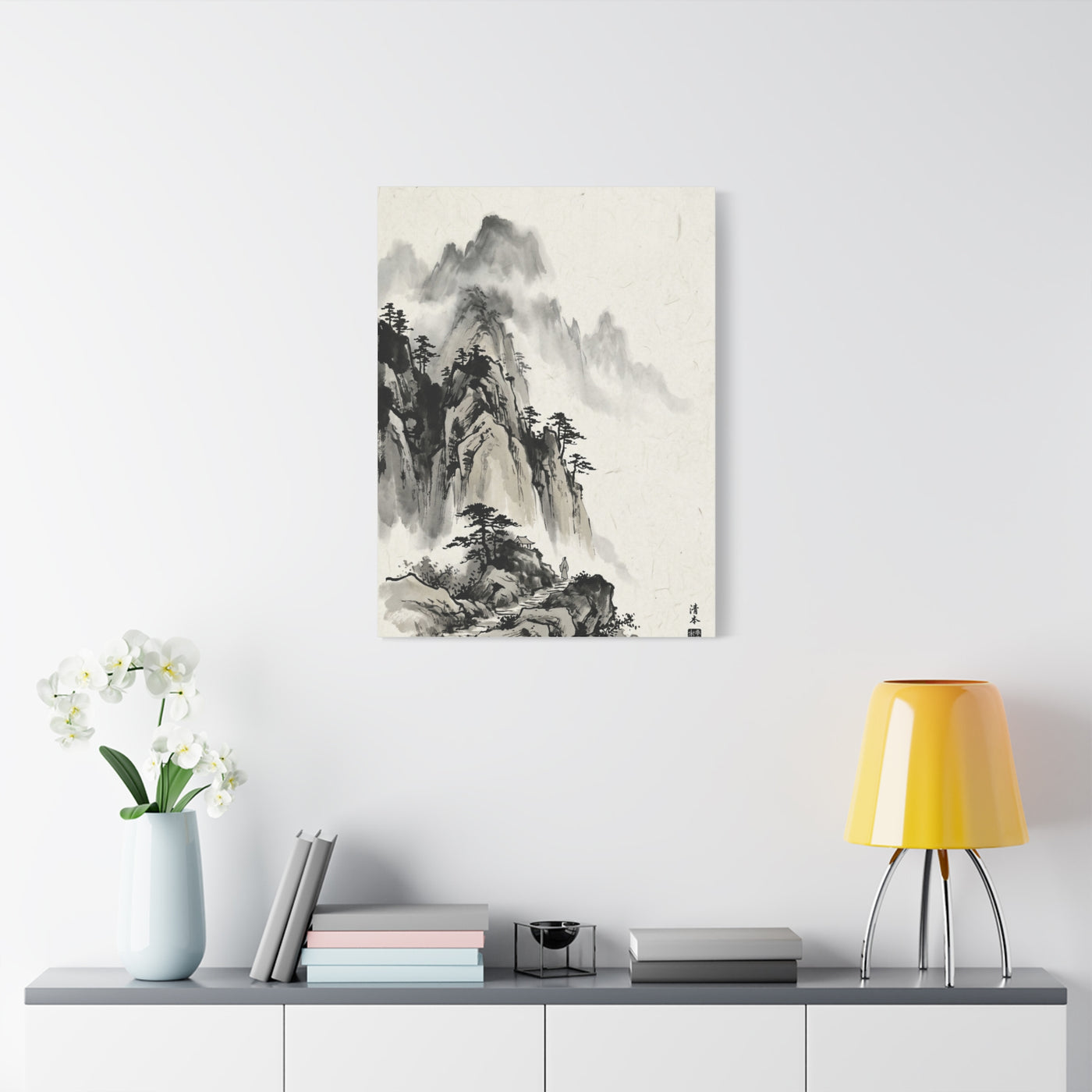 Japanese Sumi-e Mountain Path Wall Art & Canvas Print