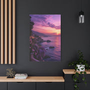 Violet Coastal Sunset Landscape Wall Art & Canvas Print