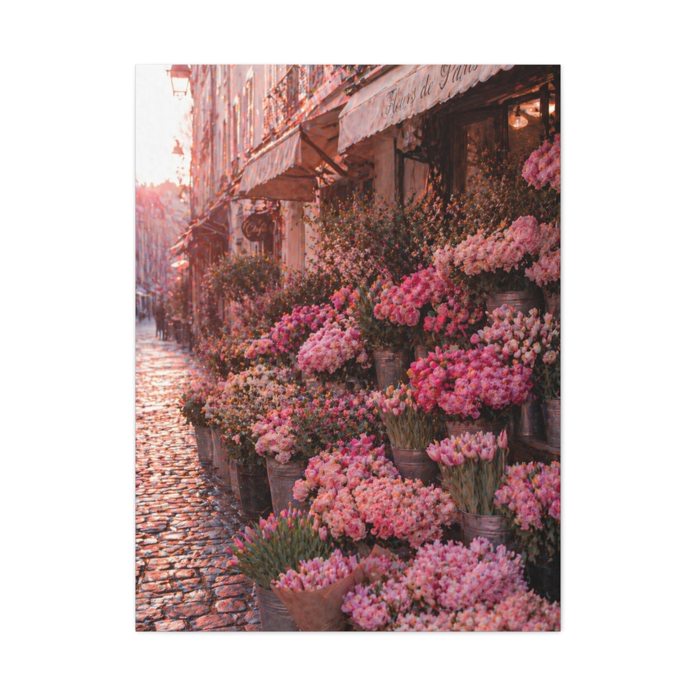 Parisian Pink Flower Market Street Wall Art & Canvas Print