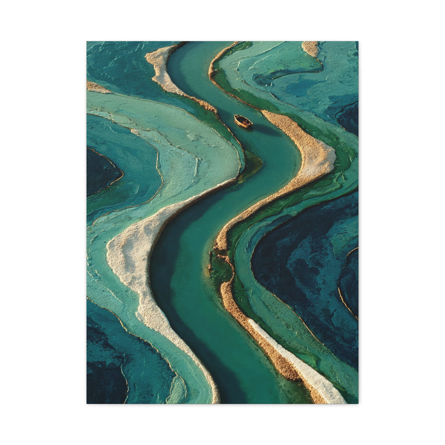Aerial Marsh Green River Abstract Wall Art & Canvas Print