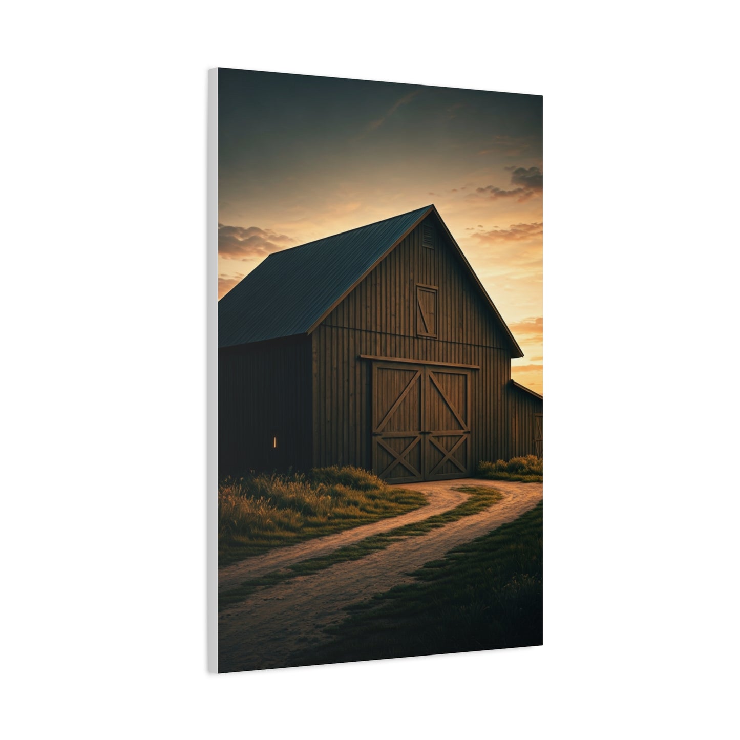 Country Road Barn at Dusk Wall Art & Canvas Prints