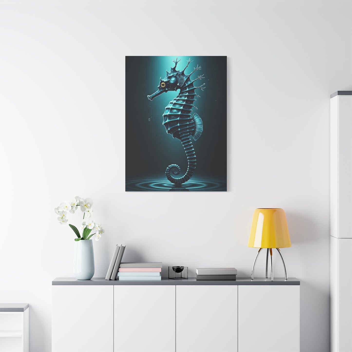 Seahorse in the Deep Blue Ocean Wall Art & Canvas Prints