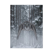 Great Grey Owl Winter Flight Wall Art & Canvas Print
