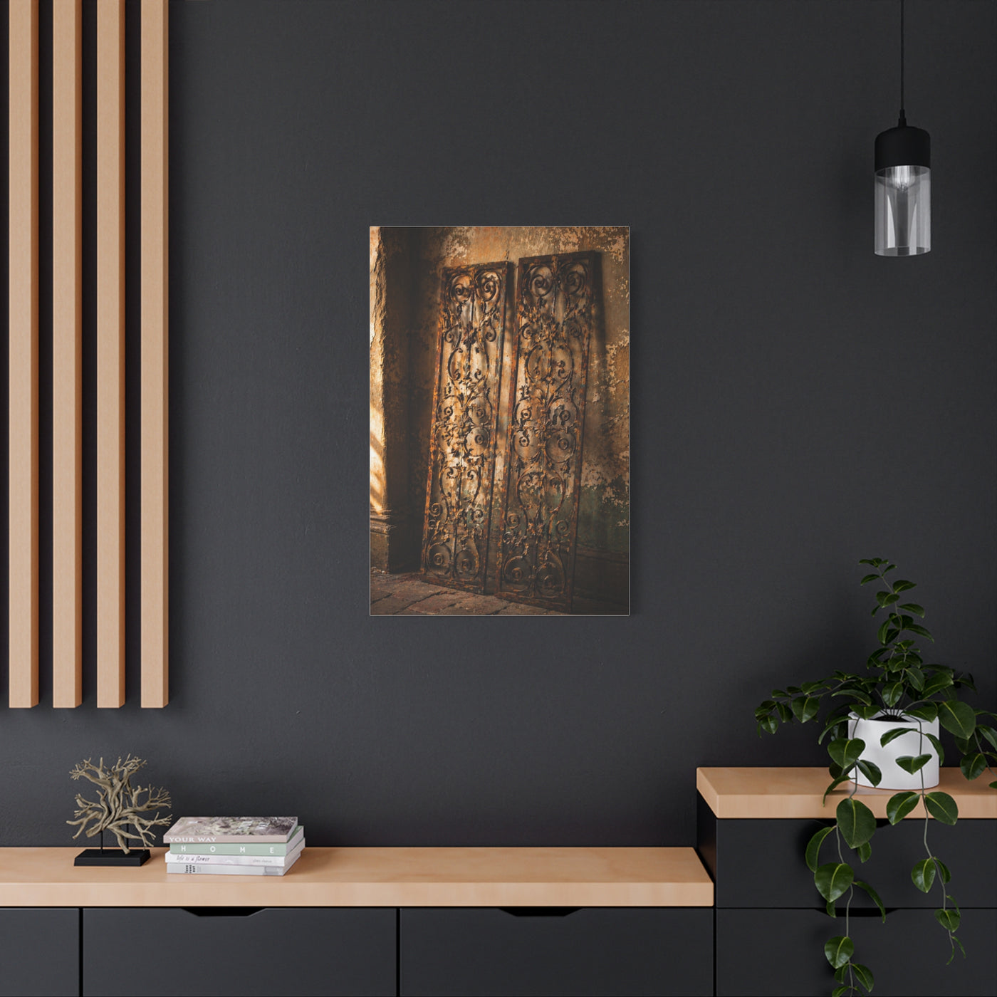 Wrought Iron Shutter Study Wall Art & Canvas Print