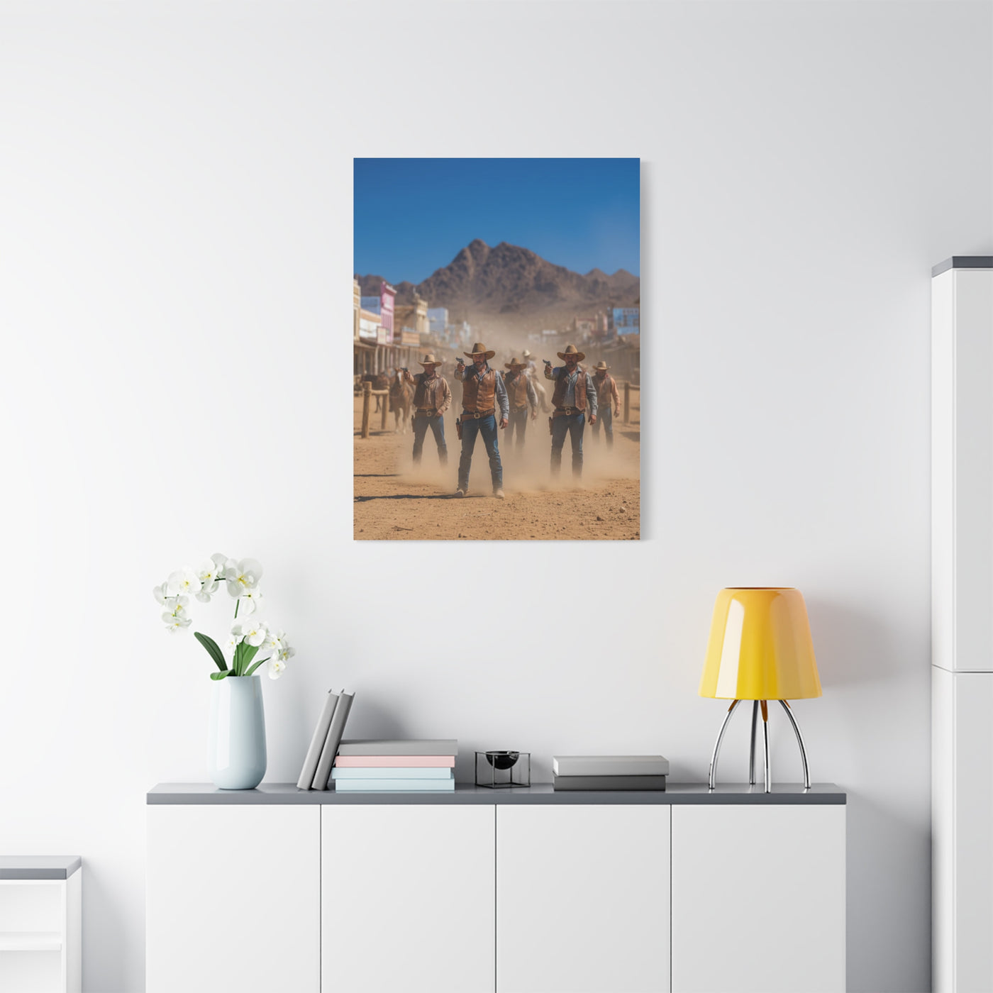 Frontier Gunslingers Western Street Standoff Wall Art & Canvas Print