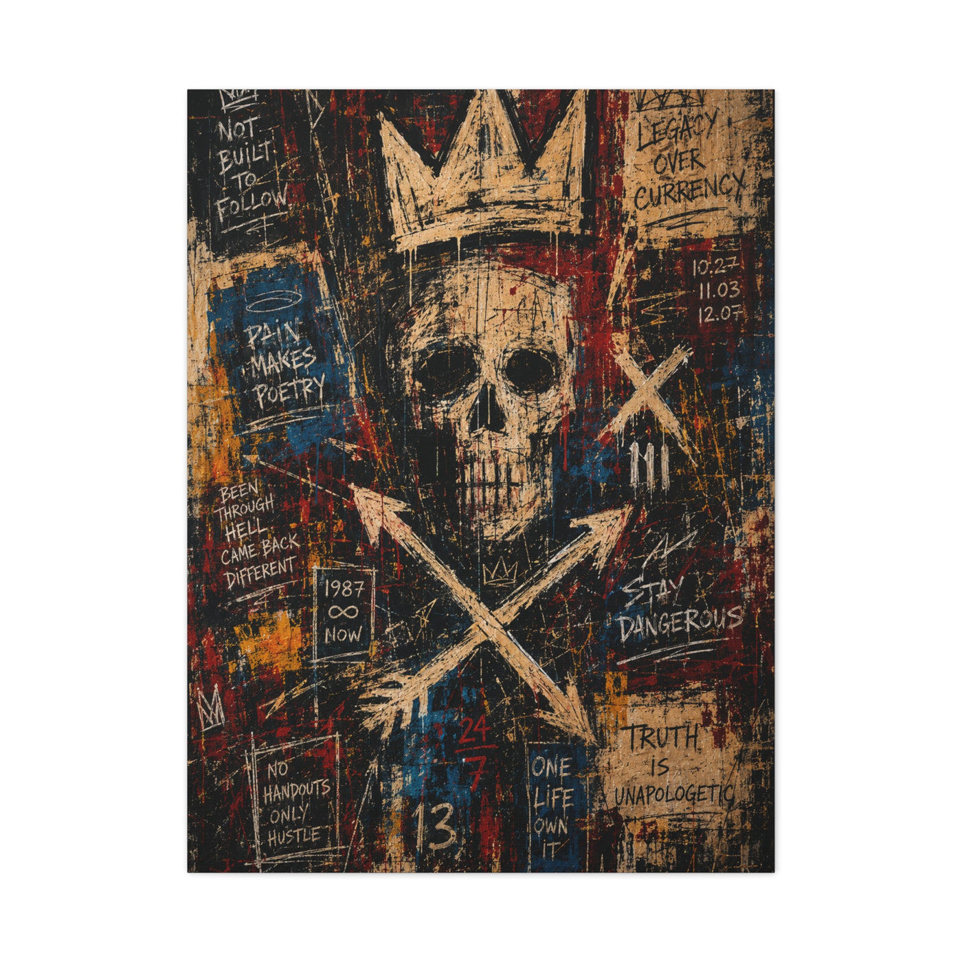 Crowned Skull Rebellion Street Wall Art & Canvas Print