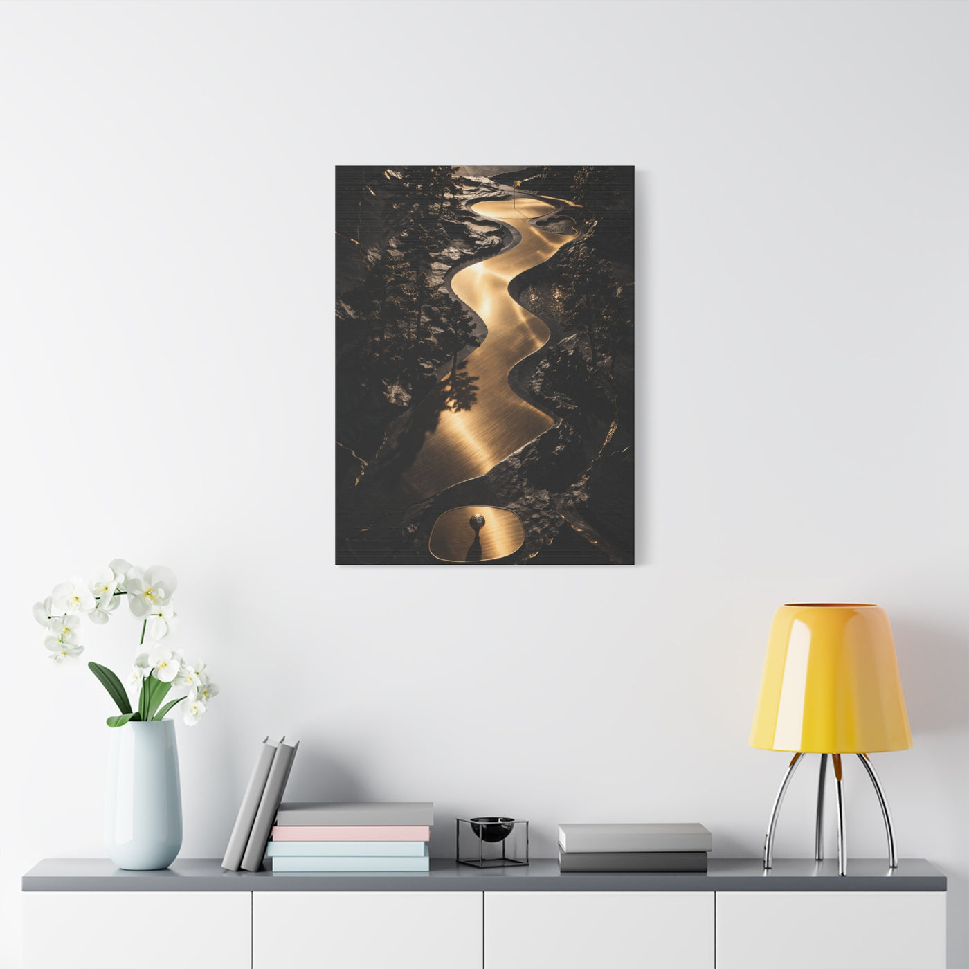 Sculptural Gold Golf Terrain Wall Art & Canvas Print