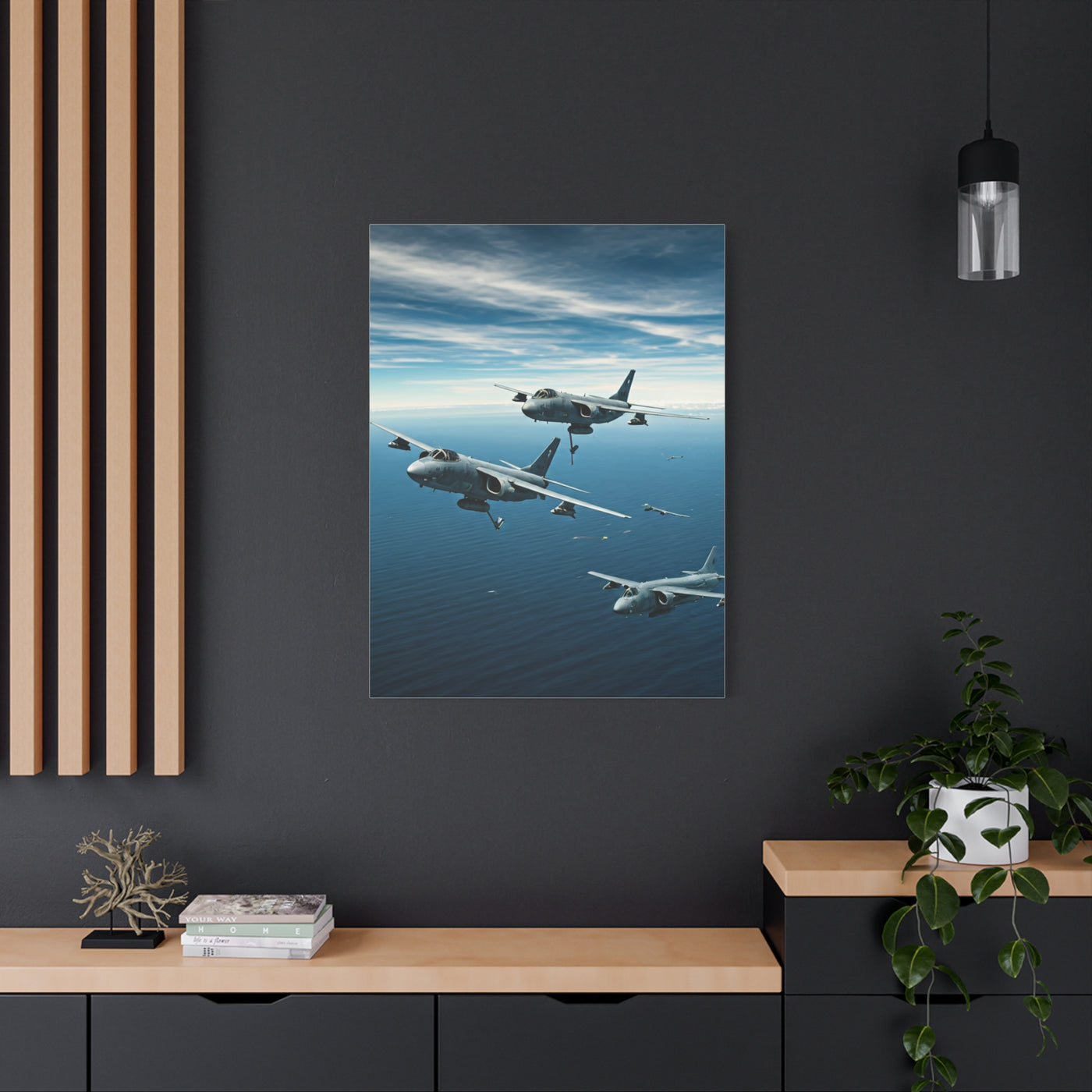 Squadron Formation Over Ocean Sky Wall Art & Canvas Prints
