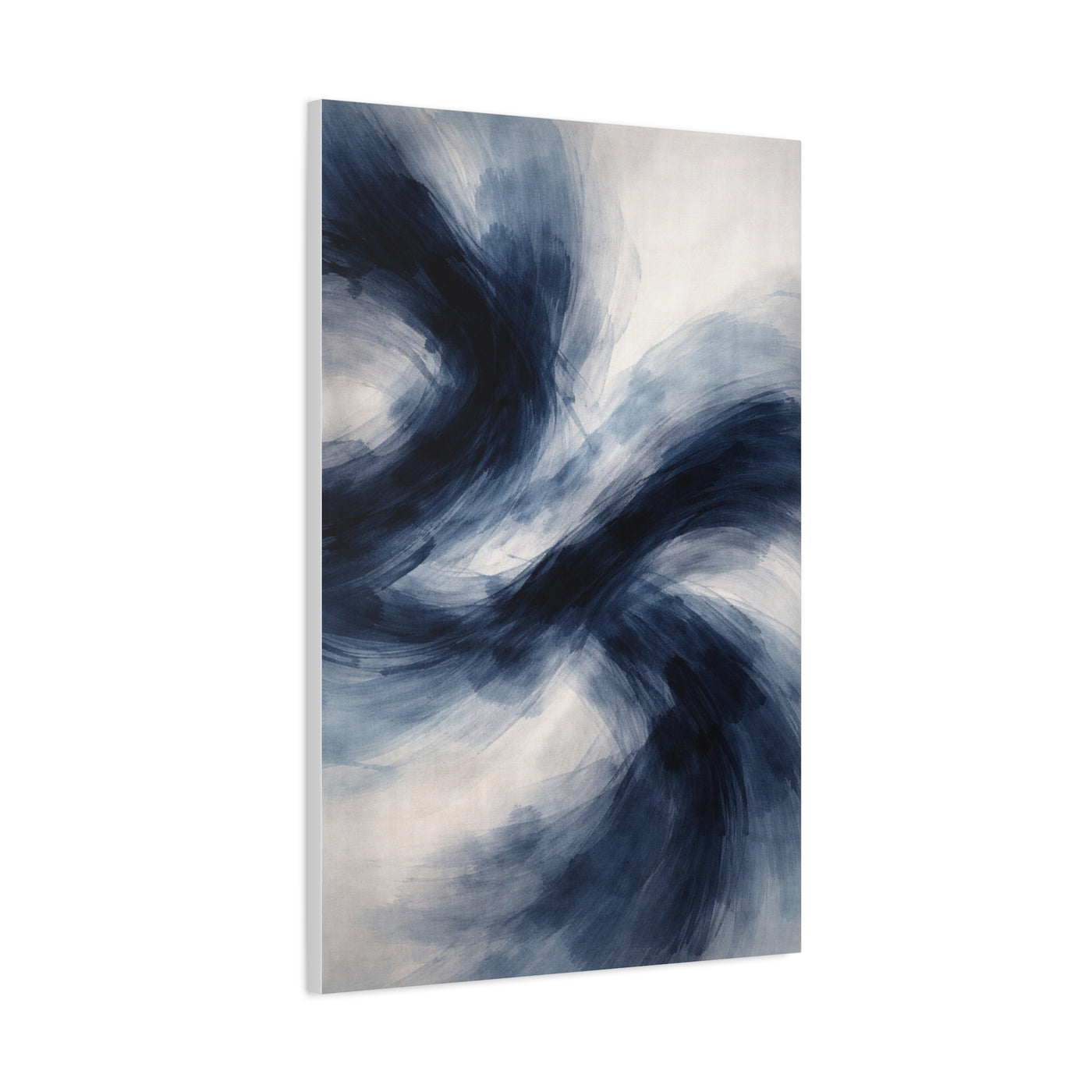 Expressive Navy Brush Flow Abstraction Wall Art & Canvas Print